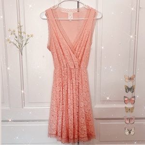 anthropology peach lace dress